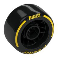 Деталь LEGO Wheel Rim 24 x 13.4 with Black Slick Tyre with Yellow 'PIRELLI' print, Черный
