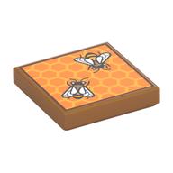 Деталь LEGO Tile 2 x 2 with Honeycomb with Two Bees (Beehive) Print, Средне-темный телесный