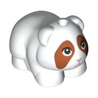 Деталь LEGO Animal, Guinea Pig with Dark Orange Face, Bright Pink Nose print, Белый
