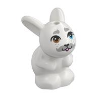 Деталь LEGO Animal, Rabbit / Bunny Sitting with Dark Bluish Grey Mustache, Brow/Blue Eyes print, Белый