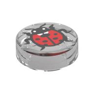 Деталь LEGO Tile Round 1 x 1 with Ladybug print, Прозрачный бесцветный