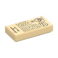 Деталь LEGO Tile 1 x 2 with Parchment, Flask, Notes print, Песочный