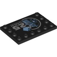 Деталь LEGO Plate Special 4 x 6 with Studs on 3 Edges with R2-D2, Hologram Brick, '25 YEARS OF LEGO STAR WARS' print, Черный