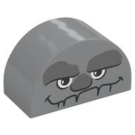Деталь LEGO Duplo Brick 2 x 4 x 2 Curved Top with Rock Face print, Светлый сине-серый