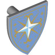Деталь LEGO Minifig Shield Triangular with White Diamond, Gold Decorations on Medium Blue Background print, Светлый сине-серый