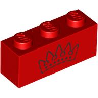 Деталь LEGO Brick 1 x 3 with Black Crown print, Красный