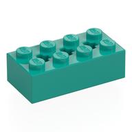 Деталь LEGO Brick Special 2 x 4 with 3 Axle Holes, Темно-бирюзовый