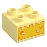 Деталь LEGO Duplo Brick 2 x 2 with Sandcastle print, Ярко-светло-желтый