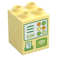 Деталь LEGO Duplo Brick 2 x 2 x 2 with Registry print, Ярко-светло-желтый