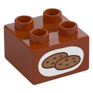Деталь LEGO Duplo Brick 2 x 2 with Cookies print, Темно-оранжевый