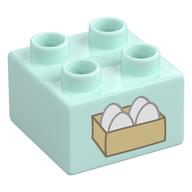 Деталь LEGO Duplo Brick 2 x 2 with Egg Carton print, Светлый морской волны
