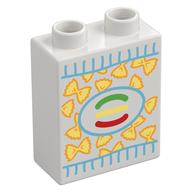 Деталь LEGO Duplo Brick 1 x 2 x 2 with Cereal Box print, Белый