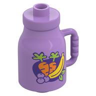 Деталь LEGO Duplo Milk Bottle with Handle and Vegetables print, Средне-лавандовый