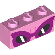 Деталь LEGO Brick 1 x 3 with Dark Pink Sunglasses print, Ярко-розовый