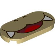 Tile Round 2 x 4 with Smiling Mouth with 2 Fangs Print