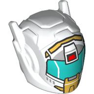 Деталь LEGO Helmet with Antennae with Gold Decorations, Red Camera, Dark Turquoise Visorprint, Белый