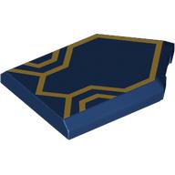 Деталь LEGO Tile Special 2 x 3 Pentagonal with Gold Circuitry/Lines print, Темно-синий