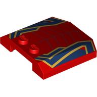 Деталь LEGO Slope Curved 4 x 4 x 2/3 Triple Curved with 2 Studs with Dark Blue/Gold Stripes print, Красный