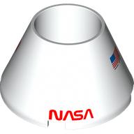 Деталь LEGO Cone 4 x 4 x 2 Hollow No Studs with 'NASA', USA Flag print, Белый