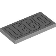 Деталь LEGO Tile 2 x 4 with 'LEGO' print, Светлый сине-серый