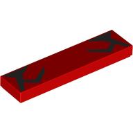 Деталь LEGO Tile 1 x 4 with Black Shapes/Tattoos print, Красный