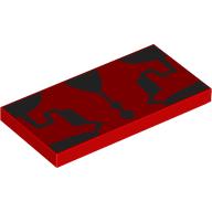 Деталь LEGO Tile 2 x 4 with Black Shapes/Tattoos print, Красный