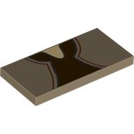 Деталь LEGO Tile 2 x 4 with Dark Brown Jedi Robe print, Темно-песочный