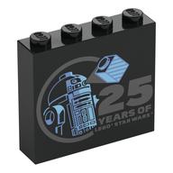 Деталь LEGO Brick 1 x 4 x 3 with R2-D2, Hologram Brick, '25 YEARS OF LEGO STAR WARS' print, Черный