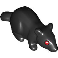 Деталь LEGO Animal, Rodent, Rat / Mouse with Red Eyes print, Черный