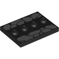 Деталь LEGO Plate Special 3 x 4 with 1 x 4 Center Studs and Dark Bluish Grey Stone Path print, Черный