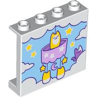Деталь LEGO Panel 1 x 4 x 3 with Kitten Mobile, Clouds on Bright Light Blue Background print, Белый