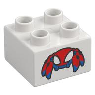 Деталь LEGO Duplo Brick 2 x 2 with Robot Spider print, Белый