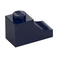 Деталь LEGO Brick Curved 2 x 1 with Inverted Cutout, Темно-синий