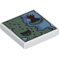 Деталь LEGO Tile 2 x 2 with Map, Trail, Red Panda, Tree print, Белый