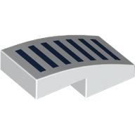 Деталь LEGO Slope Curved 2 x 1 No Studs with Dark Blue Strips print, Белый