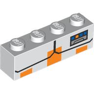Деталь LEGO Brick 1 x 4 with Orange Squares, Black Lines, Blue/Orange Ranking print, Белый