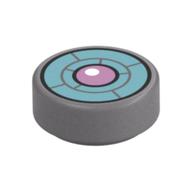Tile Round 1 x 1 with Bright Light Blue Turbine, Lavender Center print