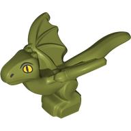 Деталь LEGO Animal, Dragon, Baby with Yellow Eyes print (Norbert), Оливковый