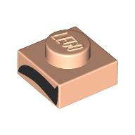 Деталь LEGO Plate 1 x 1 with Black Eyebrow, Right print, Светлый телесный