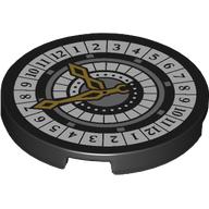 Деталь LEGO Tile Round 3 x 3 with Clock, 24 Hours print, Черный