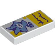 Деталь LEGO Tile 1 x 2 with Sand Blue Kitten, Dark Purple Notes on yellow Background print, Белый