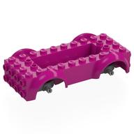 Деталь LEGO Vehicle Base 5 x 10 x 2 1/2 with Mudguards, Wheel Pins and 6 x 2 Centre Recess with 3 Holes, LBG Wheel Holders, Пурпурный