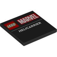 Деталь LEGO Tile 4 x 4 with 'LEGO MARVEL HELICARRIER' print, Черный