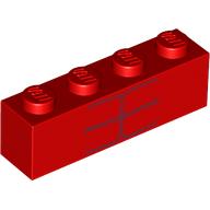 Деталь LEGO Brick 1 x 4 with 6 Dark Red Stripes Print (Red Hulk Bottom Torso), Красный