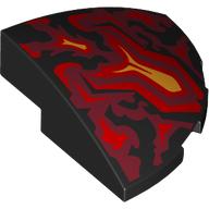 Brick Round Corner, Curved 3 x 3 x 1 Quarter Circle with Red/Yellow Flames print