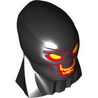 Деталь LEGO Large Figure Head, Alien Deviant with Yellow Eyes, Teeth, Red Lining print, Черный
