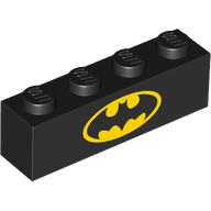 Деталь LEGO Brick 1 x 4 with Yellow Batman Logo print, Черный