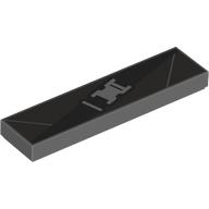 Деталь LEGO Tile 1 x 4 with Black Strap, Light Bluish Grey Buckle print, Темный сине-серый