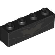 Деталь LEGO Brick 1 x 4 with Chest Armor, Dark Bluish Grey / Yellow Batman Logo on Opposite Sites print, Черный