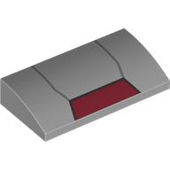 Деталь LEGO Slope Brick Curved 2 x 4 x 2/3 No Studs with Dark Red Trapezium Shape (Iron Man Armor) print, Светлый сине-серый